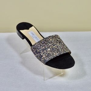 Black Joni Glitter Suede Flats